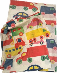 Vtg Marimekko Children’s Bedding Set Colorful Cars Twin Bed 