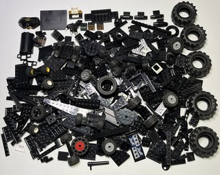 Lego 300 Bulk Lot Black Pieces Plates Slopes Bricks Wheels Tires 56x26 503
