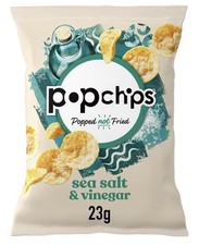 popchips - Sea Salt & Vinegar Crisps 23 grams (Pack of 24) - Popped not Fried