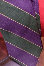 Polo Ralph Lauren 100 Silk Tie Purple Green Yellow Stripe USA Repp Weave