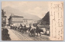 Cartolina d'epoca Seravezza Versilia scena trasporto marmo Italia 1906
