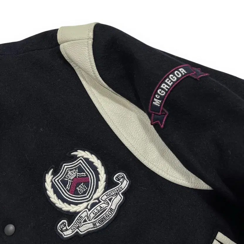 McGregor Patchwork Wool Leather Bomber Jacket Men… - image 7