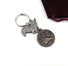 Welsh Corgi and Dog Paw Print Pewter Keyring Dog Keychain Corgi Dog Dad Mum Gift