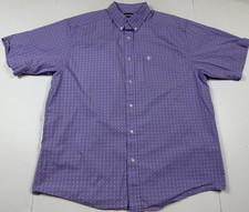 Ariat Stretch Purple Check Short Sleeve Button Down Shirt XL