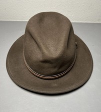 VTG LiteFelt Wool Fedora Hat Mens Large Packable Water Repellent USA Made Brown