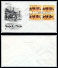 US FDC # 1528 10c Horse Racing  ArtCraft block L.Cancel 1974, 9p9812