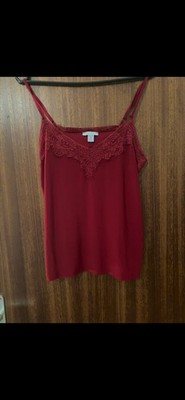 Amisu Spitzentop / Trägertop Bordeaux Rot Gr. M  
