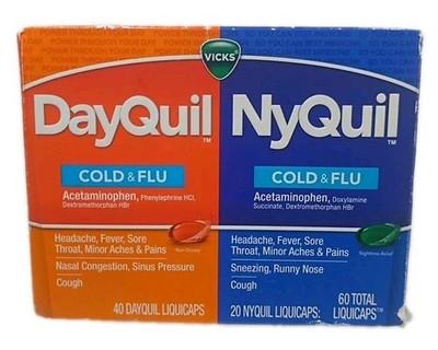Vicks ~DayQuil / NyQuil Combo Pack For Cold & Flu ~ 60ct Liquicaps ~Exp. 6/27