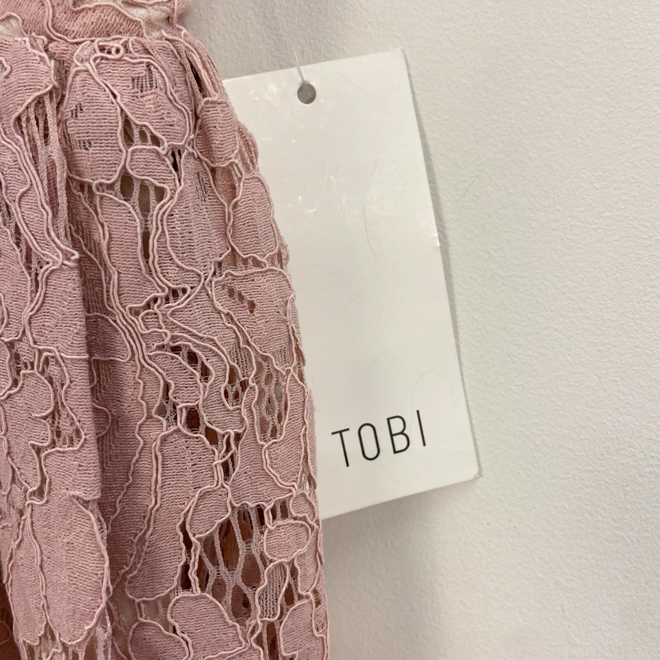 Vestido pequeño para mujer Tobi rosa encaje cuello en V sin mangas forrado hasta la rodilla P120 Foto 2 de 4