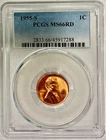 1955-S Lincoln Cent (Wheat Penny), PCGS MS-66 RD