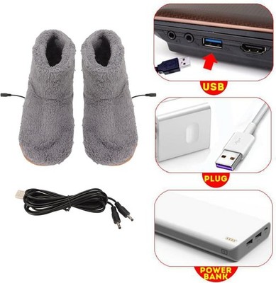 Winter USB Warmer Fuß Schuh Plüsch Elektrische Hausschuhe Füße Beheizt Waschbar