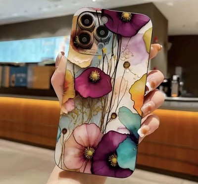 Art Flower Pattern Soft Case For iPhone 17 16 15 Pro Max 14 13 12 11 Phone Cover