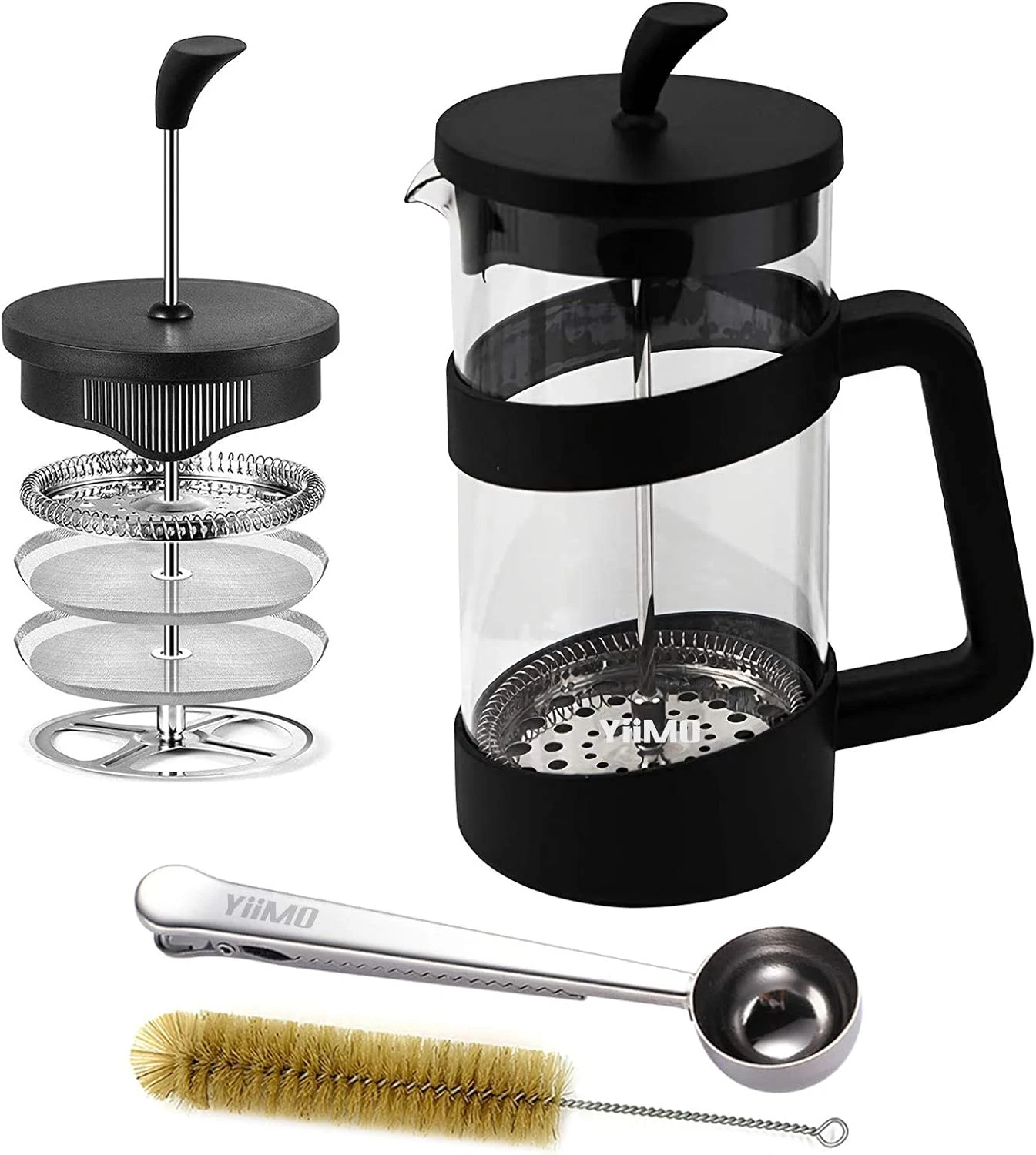 French Press Coffee Maker, 34 Oz Large Glass Pitcher 4 Level Filter System Café