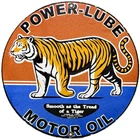 VINTAGE POWER LUBE MOTOR OIL PORCELAIN SIGN TIGER GAS STATION PUMP PLATE SERVICE