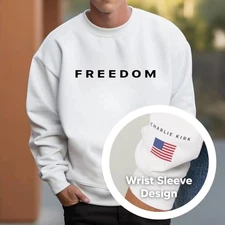 Sleeve Design Charlie Kirk Freedom Sweatshirt, Freedom Sweatshirt, Turning Point