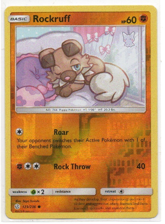 Rockruff 123/236 Common Cosmic Eclipse Pokemon Reverse Holo Near Mint
