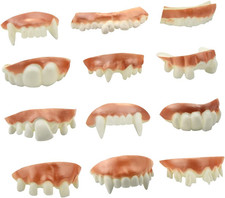 12 Pieces Gnarly Teeth Gag Teeth Ugly Fake Teeth Vampire Denture for Halloween