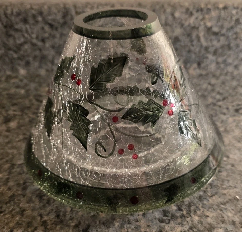 Yankee Candle Crackle Glass Holly Berry Christmas Jar Topper - Image 2 of 4