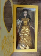 DISNEY store Belle Spinning & Lights Dress 16" doll  w singing Ms Potts NIB RARE