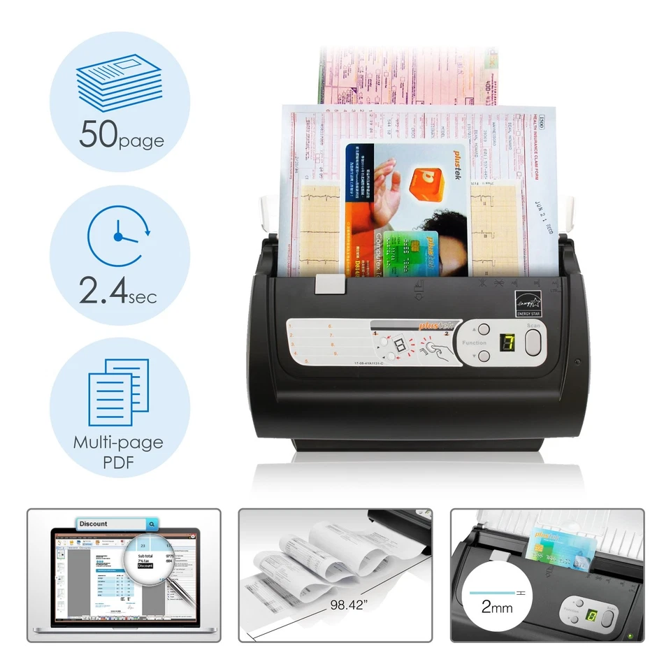 PS186 Desktop Document Scanner, with 50-Pages Auto Document Feeder (ADF). for... - Image 2 of 4