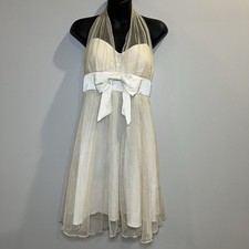 Y2K Speechless Babydoll Halter Neck Mini Dress Size 7 Cottage Fairy Wedding Bow