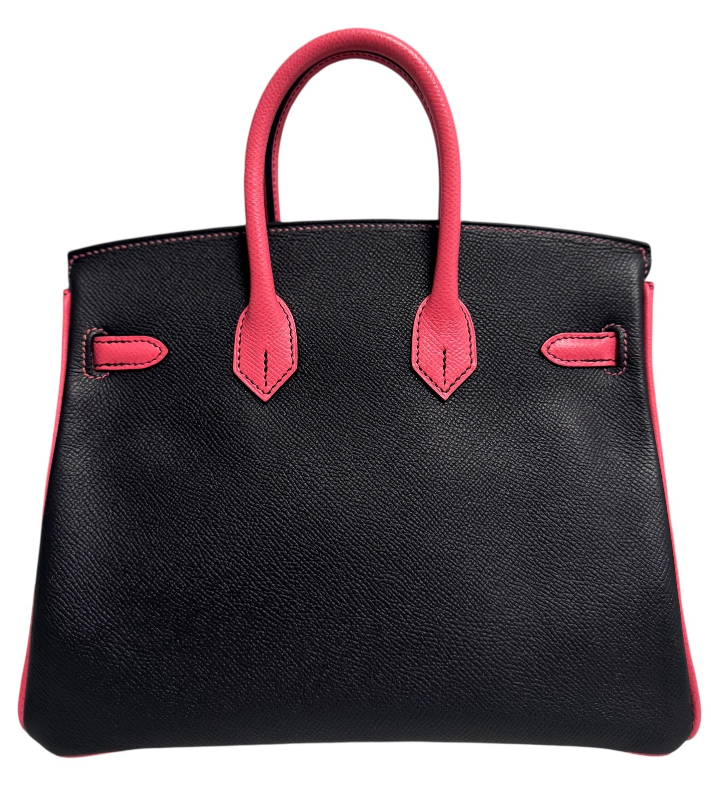 Hermes Birkin 25 Special Order Black & Rose Azalee Epsom Leather Brushed Gold image 4