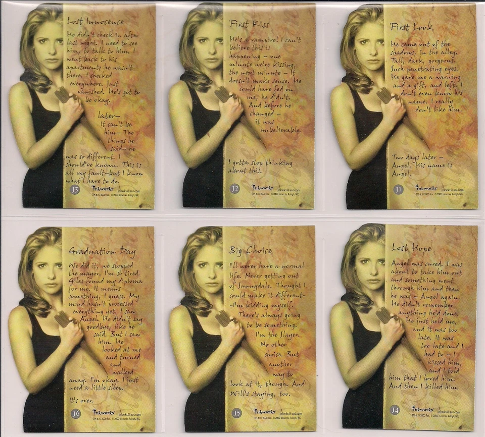 BUFFY TVS REFLECTIONS INKWORKS 2000 SLAYER'S JOURNAL SET DE 6 - TROQUELADO ¡M/NM!  Foto 2 de 2