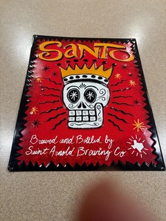 Saint Arnold Brewing Co. Metal Embossed Santo Skull Sign 16'' X 20"
