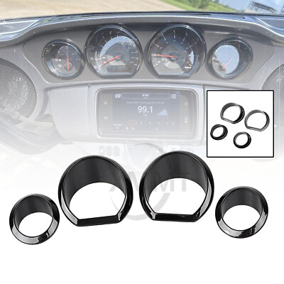 Black Gauge Bezel Trim Ring Kit For Harley Street Glide FLHX Special FLHXS 14-23