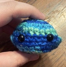 Multicolored Blue, Yellow, And Green Crocheted Whale Plushie