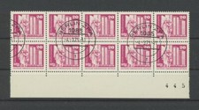 DDR ROLLENMARKEN 1869 v R UNZERTRENNTES BOGENTEIL RAND !! 2 x 5er Streifen m4315