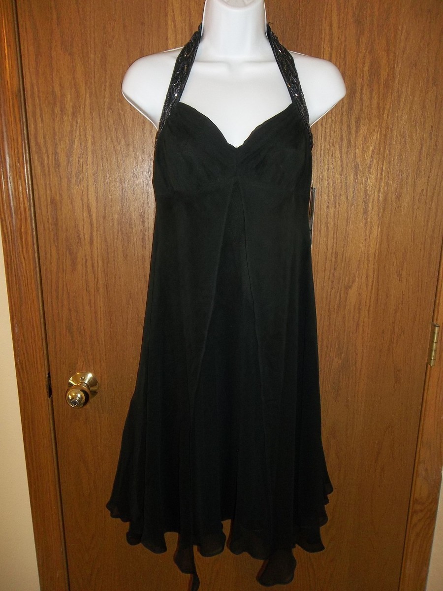 NEW WOMEN'S DONNA RICCO NEW YORK BLACK SILK HALTER DRESS SIZE 6P MSP $158.00 NEW WOMEN'S DONNA RICCO NEW YORK BLACK SILK HALTER DRESS SIZE 6P MSP $158.00
