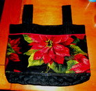 Handmade Quilted POINSETIA Travel Walker Tote Shopping Cart Stroller Bag