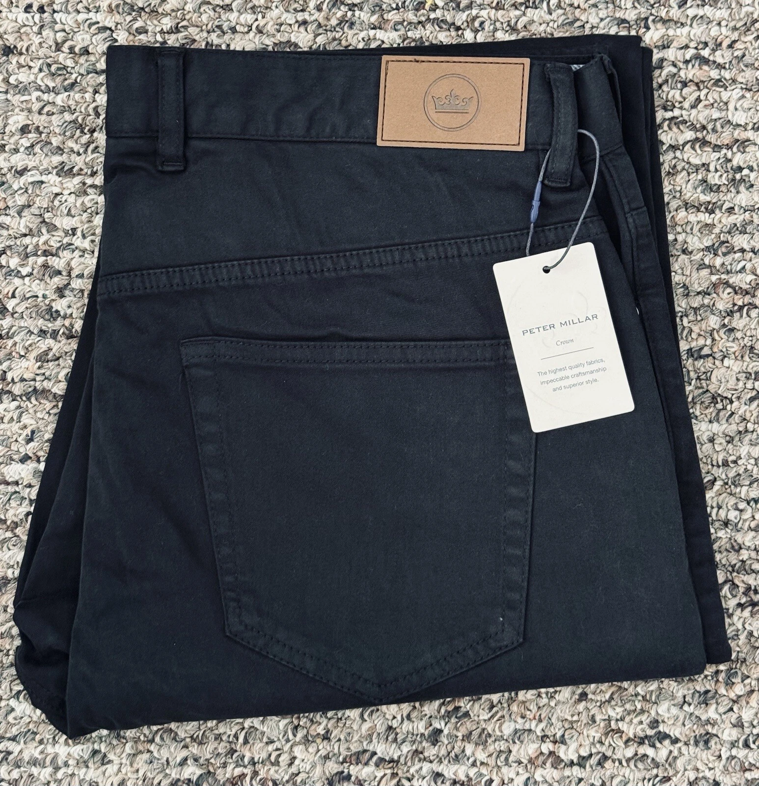 Peter Millar Crown Men W38-L34 Ultimate Sateen 5-Pocket Golf Pants Black NWT$170