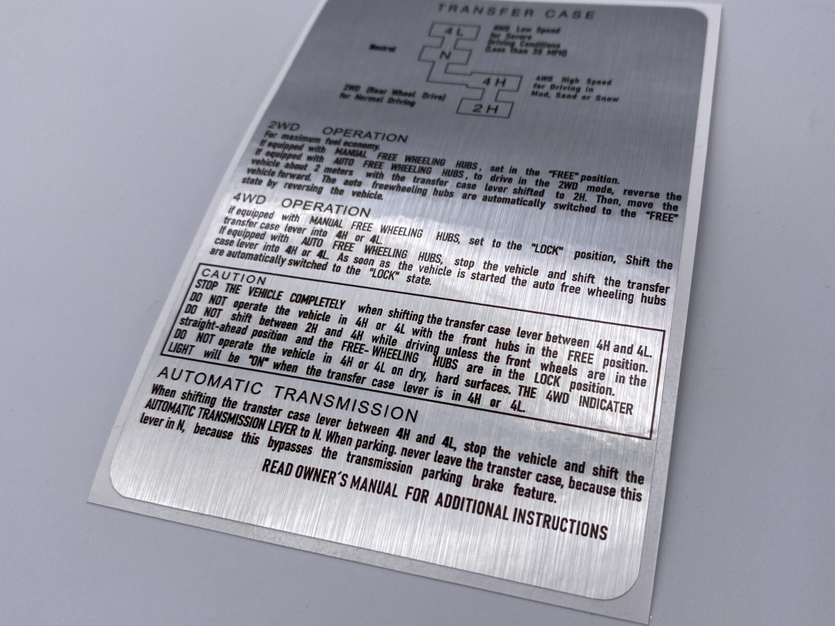 SUZUKI VITARA TRANSFER CASE DECAL INTRUCTIONS | eBay