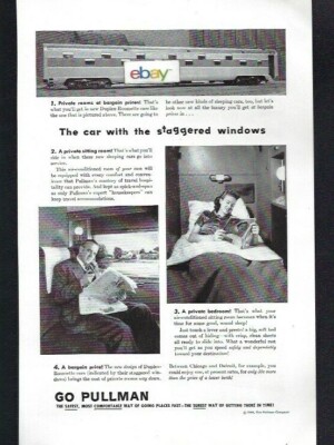 PULLMAN CO TRAIN CARS 1946 THE CAR WITH THE STAGGERED WINDOWS PRIVATE ROOMS AD