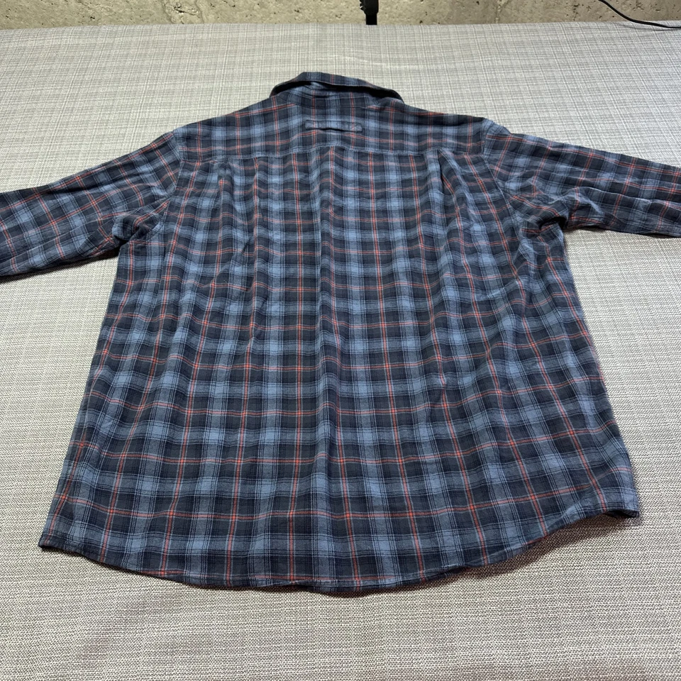 Duluth Trading Flannel Shirt Men XL Tall Blue Plaid Untucked Outdoors Cabin Camp - Image 4 of 4