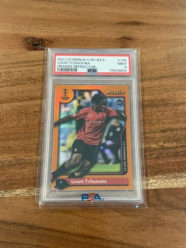 Loum Tchaouna 2021-22 Topps Merlin Chrome Orange Refractor /25 PSA 9 Mint Rookie