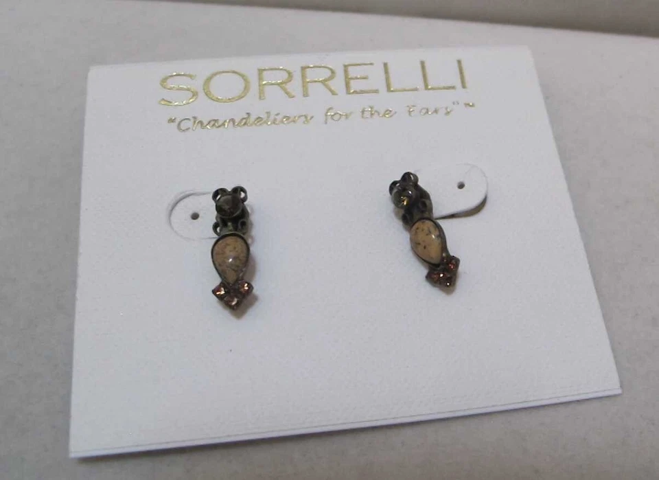 Pendientes colgantes lineales SORRELLI marrón ámbar cristales ágata tono bronce NUEVOS SIN CAJA Foto 2 de 4