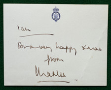 Antique Hand Signed Christmas Card from Prince Charles of Wales
