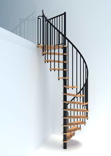 Indoor Spiral Staircase Beech Wood Step PVC Handrail 12-Step Kit Smaller Step - Picture 14 of 18