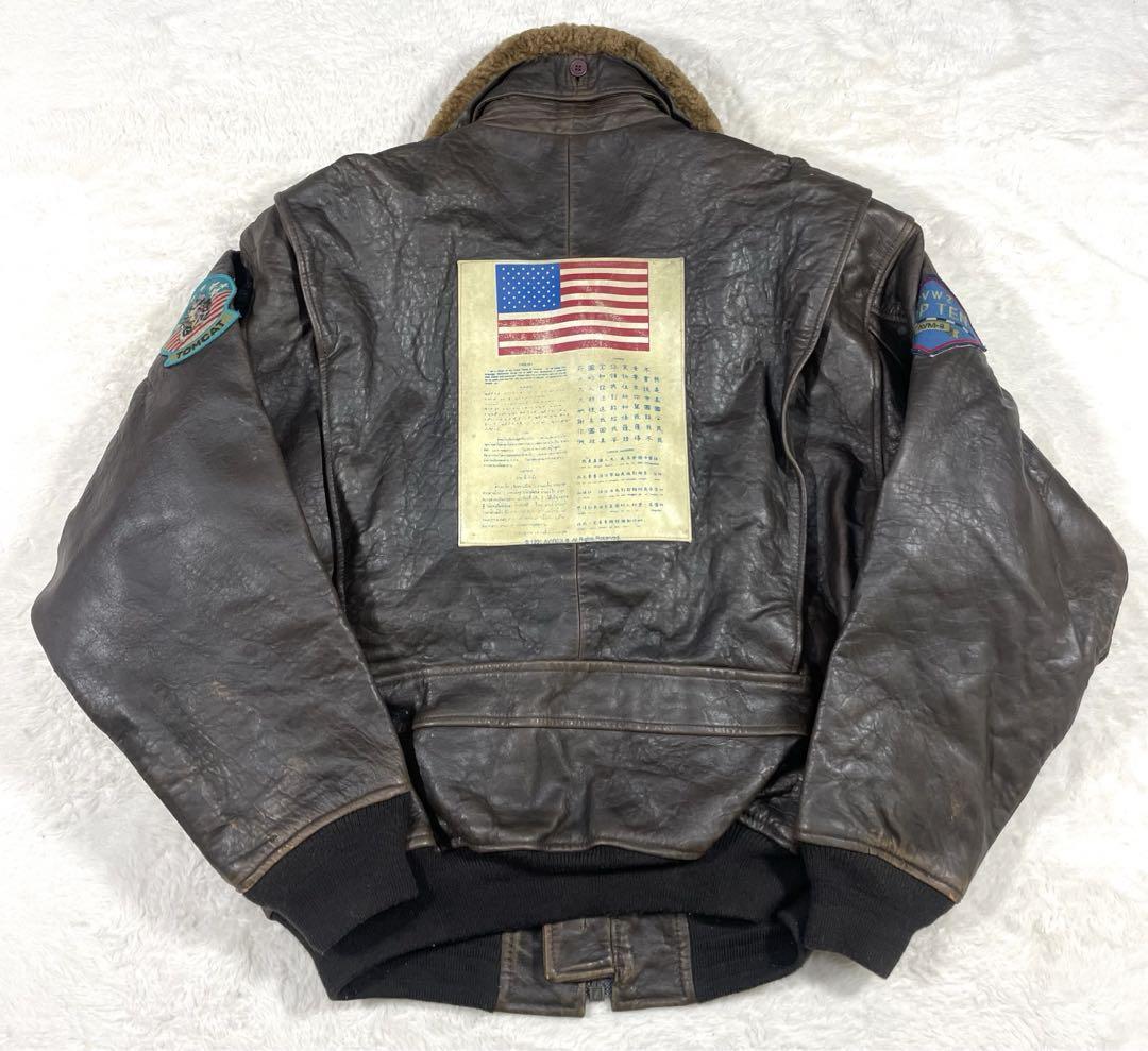 ジャケット・アウター G-1 leather flight jacket BLK L AVIREX G-1 Flight Jacket Genuine Leather Men Size L Brown | eBay