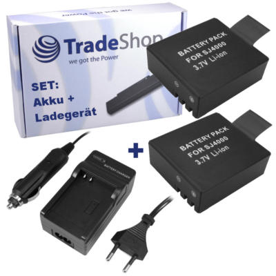 2x Hochleistungs AKKU 900mAh + LADEGERÄT für Sjcam M10 SJ4000 SJ5000 SJ6000