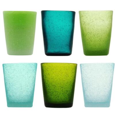 MEMENTO SET 6 WASSERGLÄSER 30 CL AUS FARBGLAS - JAD