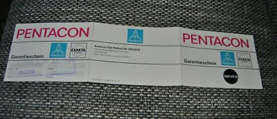 GDR warranty warranty certificate camera photo VEB Pentacon Dresden 1974