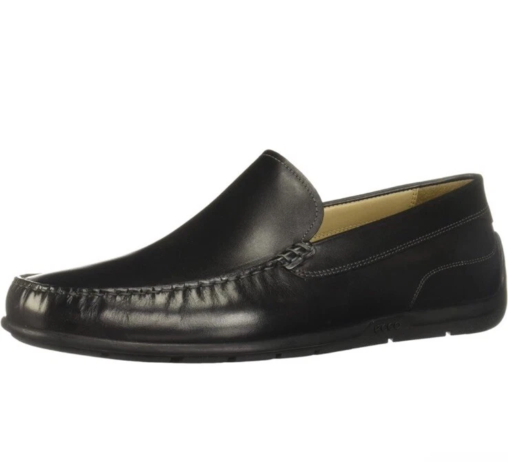 ECCO Classic Moccasins Black Leather Slip On Loafers Men's Size 5 5.5 US EU 39