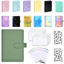 PU Leather Notebook A6 Ring Binder Budget Planner Organizer Cover Pockets Labels