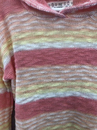 Pink Rebublic Knit Hoodie Pink/White/Yellow Lace Bottom Acrylic Girl's M (10/12) - Picture 4 of 9