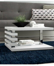 Small Barreras Coffee Table Drawing Living Room Furniture white black matte 60cm