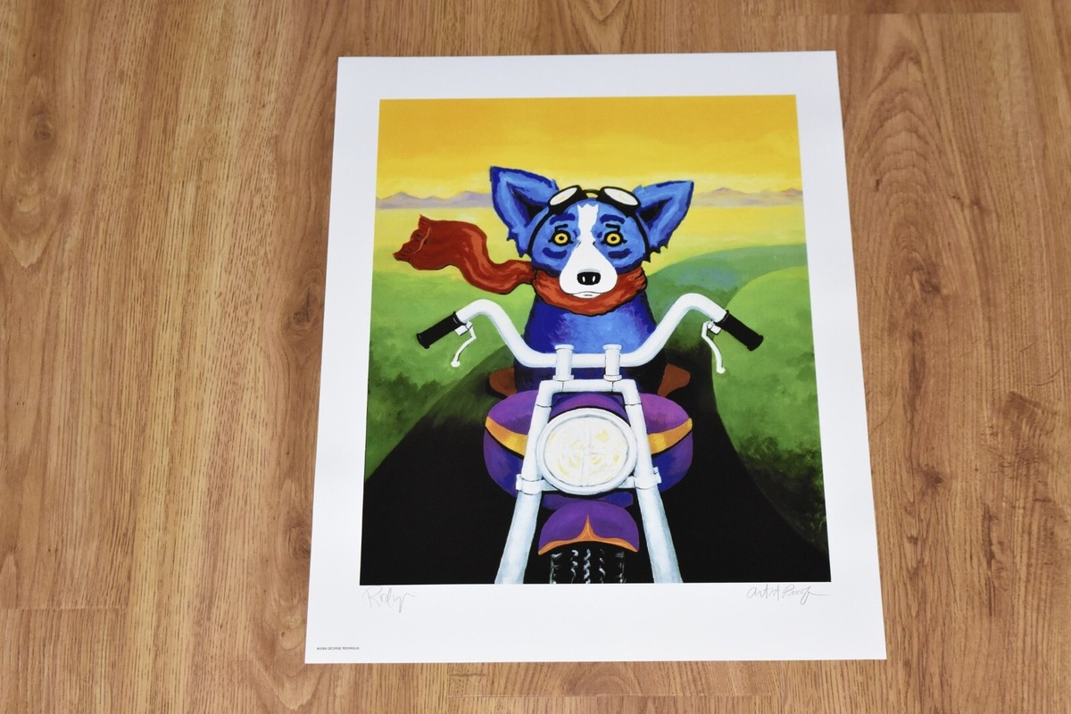 George Rodrigue Blue Dog A Faster Breed Reverse Silkscreen Print